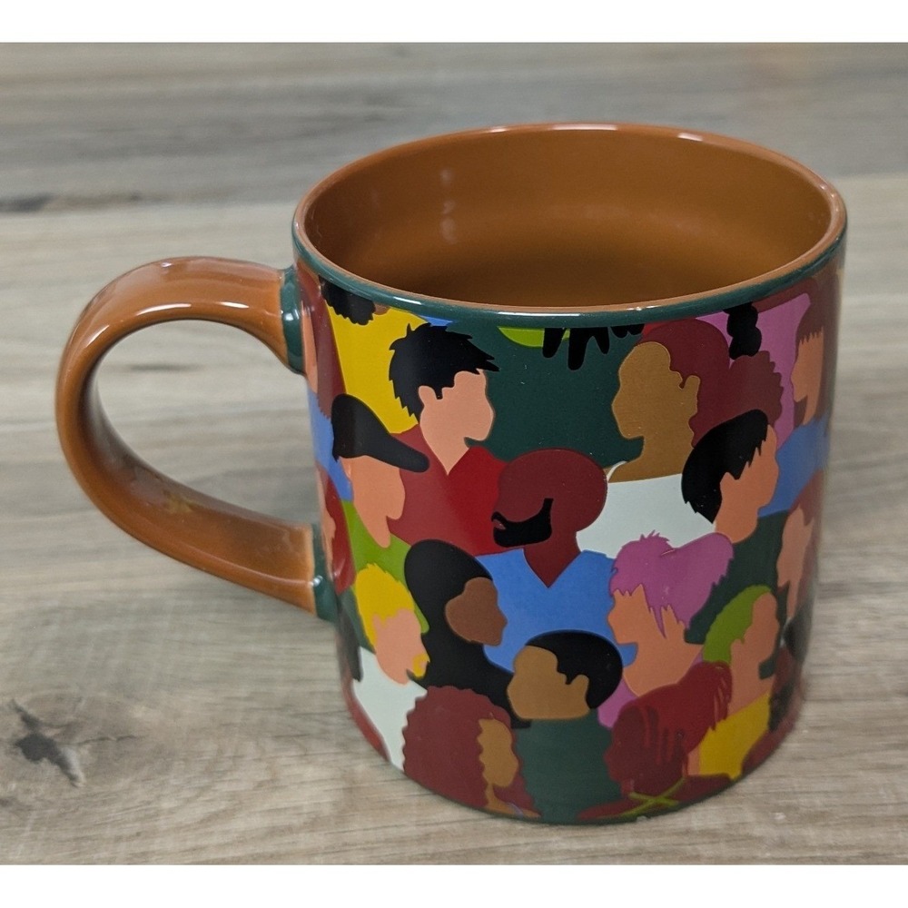 Coffee Mug Room Essentials Brown Multicolor Unity People Graphic Stoneware